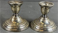 Pair Of Sterling Silver Weighted Candle Holders