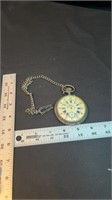 Silver pocket watch and chain