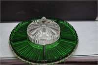 Anchor Hocking Emerald Green and Clear Relish Tray