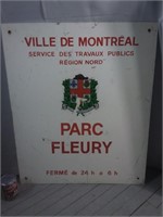 Panneau Parc Fleury de Montréal en métal