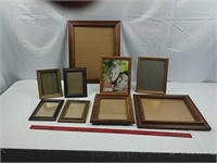 9 wood frames of various sizes