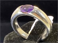 Sterling & Amethyst ring, size 8