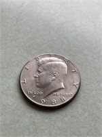 1988 Kennedy half dollar