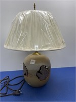 Stoneware Lamp with Leaf Cutouts 17” h