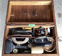 Wooden toolbox with tools