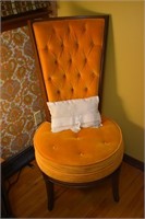 Vintage Orange Tufted Velvet Wood Frame Chair
