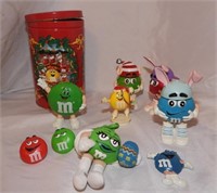 1993 M&M Christmas Tin & Figurines