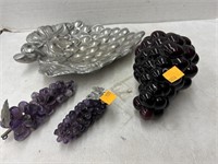 Glass Grapes  & Metal Tray