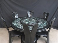 LACQUERED TABLE W/LAZY SUSAN & 6 DINERS