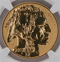 US $50 Gold Buffalo Reverse Proof 2013-W, NGC PF70
