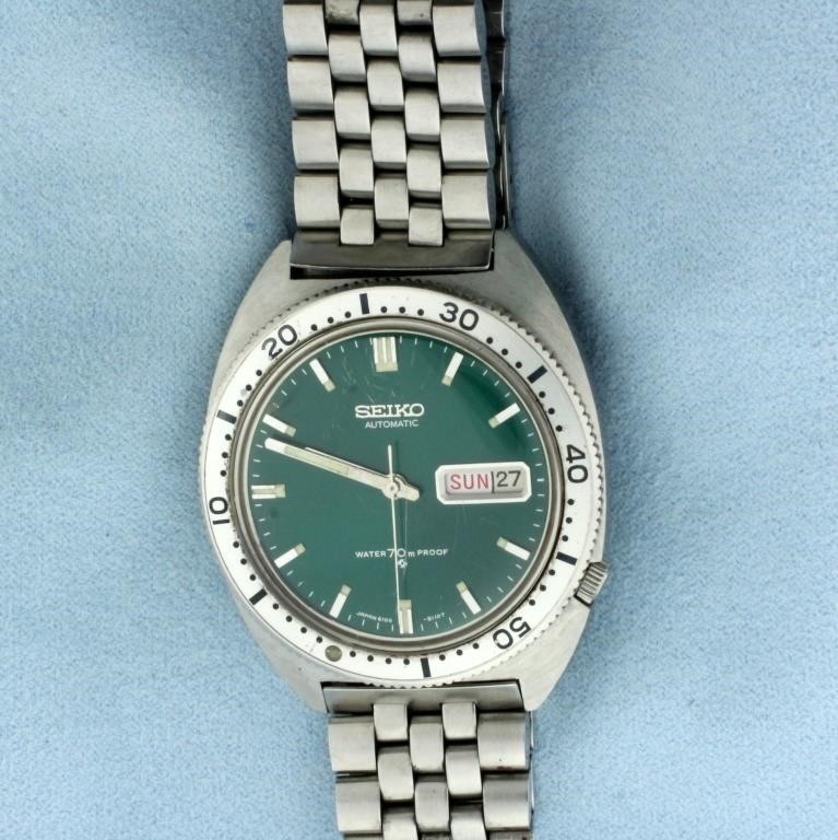 Rare Mens Vintage Automatic Seiko Diver Watch 6106