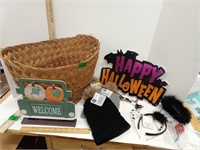 Basket W/ Ladies Knit Hats 3, Halloween Sign,