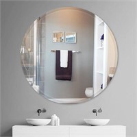 JENBELY 28 Inch Round Frameless Bathroom Mirror,