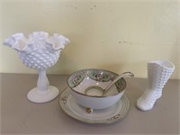 Nippon mayo set, Fenton milk glass