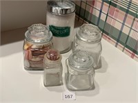 Glass Canisters Jars w/Lids Medical Tongue