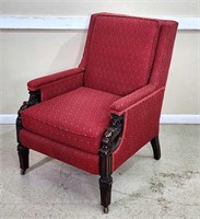 Easy Chair w/ Carved Mahogany Winged Caryatides