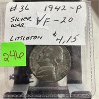 1942 JEFFERSON SILVER WAR NICKEL