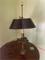 Brass lamp with 3 leaf clover tray and black shade