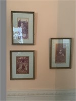 Set of 4 pictures in silver frames - pink colors