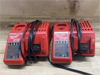 2 Milwaukee m12/m18 battery chargers