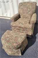 Flexsteel Wingback Chair & Rolling Ottoman