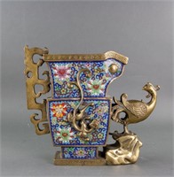 Chinese Cloisonne Bronze Phoenix Vase Xuande Mark