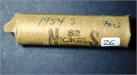 1954-S BU roll of Jefferson Nickels