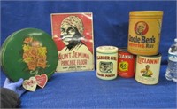 old adver. tins & reproduction "aunt jemima" sign