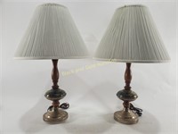 (2) MCM Wood/Brass Table Lamps