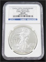NGC 2011 SILVER EAGLE 25TH ANNIVERSARY MS69