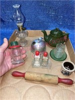 Miniature oil lamp -rolling pin -teapot -etc