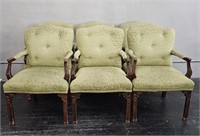 6pc Louis XV Fern Occasional Chairs