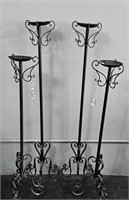 4pc Wrought Iron Scroll Floor Candle Stands
