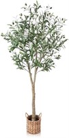 Artificial Olive Tree 5ft Tall Fake Plant, Faux