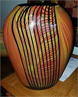 Murano- Style Art Glass #1 - Striped Orange, Black