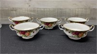5 Royal Albert Old Country Roses Double Handled So