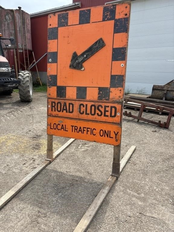 Wood sign: road closed