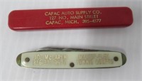 Advertising Capac Auto Supply knife and