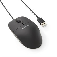 Amazon Basics 3-Button Wired USB Computer Mouse,