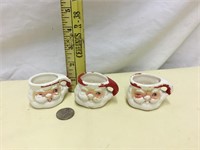 3 1960 MCM Ceramic Winking Santa Claus Mugs