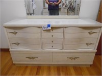 Blonde dresser and chest of drawers and head board