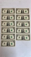 1995 $1 Bills (11) In sequence