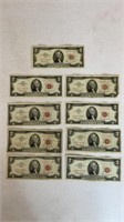 1963 Red Seal $2 Bills (9)