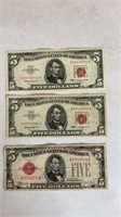Red Seal $5 Bills (3)
(2) 1963
(1) 1928