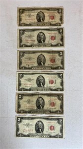 Red Seal $2 Bills (5)
(4) 1953B
(1) 1953C