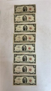 1963 Red Seal $2 Bills (8)