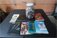 JAR OF BUTTONS, OLD SEWING BOOKLETS, SONG BOOKS