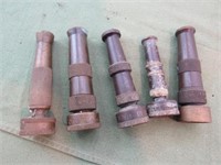 5) Brass Hose Nozzles includes Gold Label, Cascade