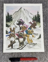 Teddy Bear Run 1988 Signed Lisa Rasmussen Drawing