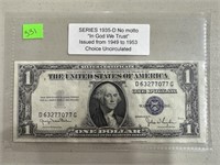 1935-D $1 UNC SILVER CERTIFICATE CURRENCY NOTE